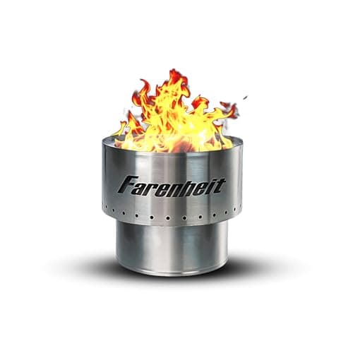 Farenheit 13.5" Stainless Steel Smokeless Fire Pit | Portable Outdoor Wood Burning Firepit for Backyard, Camping, Patio & Deck | Compact Low Smoke Design