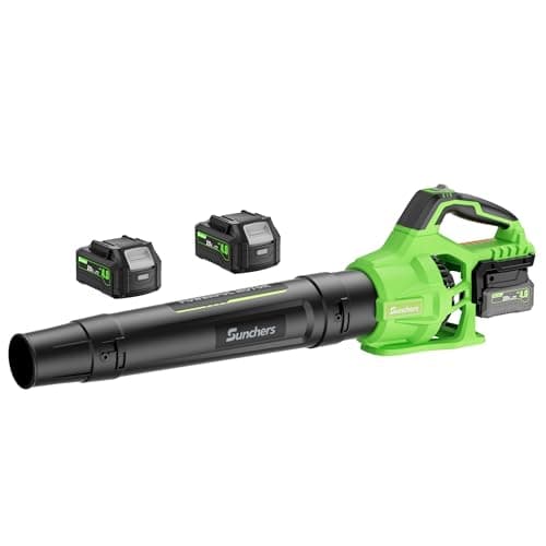 Leaf Blower Cordless with 2 x 4.0Ah Battery and Charger, 780CFM 260MPH Electric Blower with 2 Speeds, 20V Handheld Leaf Cleaner for Lawn Care, Blowing Leaves, Dust, Snow, Gravel for Patio, Yard, Green