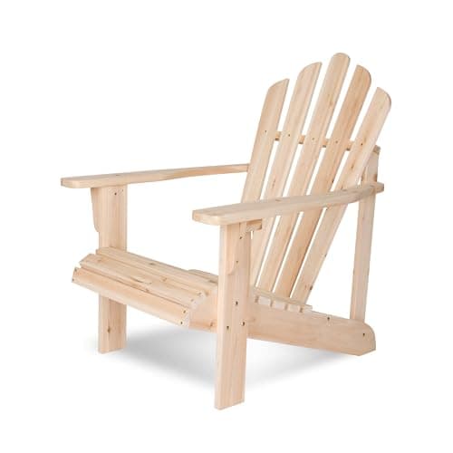 Shine Company Westport Wooden Adirondack Chair, Outdoor Patio Firepit Chairs, Back & Seat Pre-Assembled, Natural