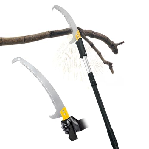BlumeTrec 14.5FT Pole Saw with Adjustable Length for Tree Trimming, Lightweight Manual Pruning Saw with Mn Steel Blade, Long Extension Branch Cutter Pole Pruner for Yard, Garden, Patio & Forestry Use