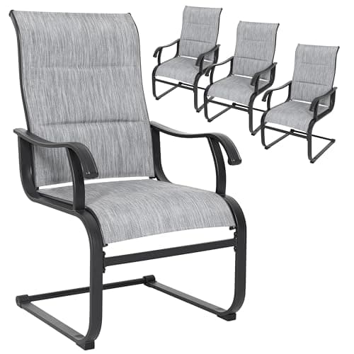NUU GARDEN Patio Dining Chairs Set of 4, All Weather Padded Textilene Chairs