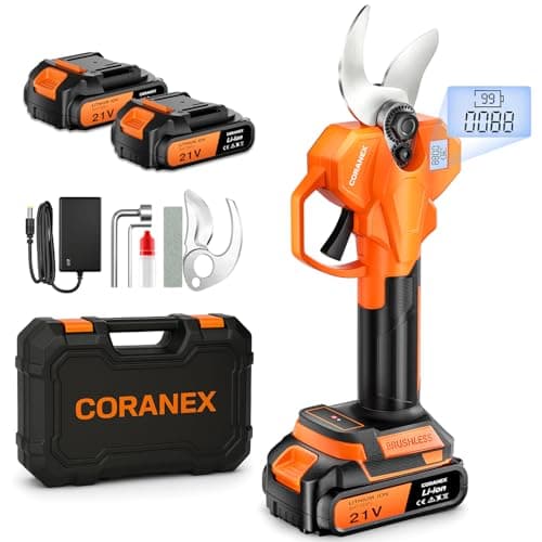 CORANEX 2.05'' / 56 mm Cordless Electric Pruning Shears | Longer Runtime | Brushless Motor | Anti-Slip Handle | Safety Switch | Ideal for Garden, Orchard & Tree Trimming