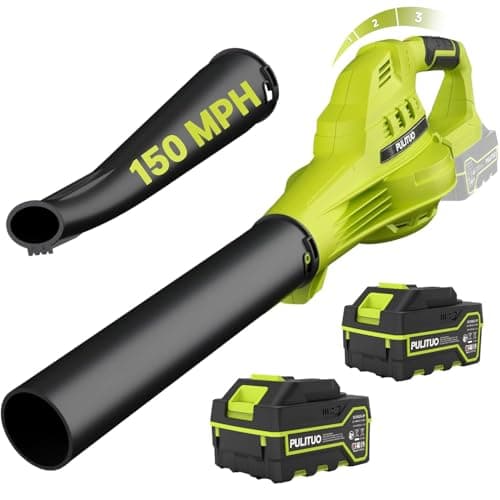Leaf Blower Cordless with 2X 4.0Ah Batteries and Charger, 150MPH Lightweight Cordless Blower, 3 Speeds Small Electric Leaf Blowers for Lawn Care, Patio, Yard, Leaves, Grass, Dust (Green)