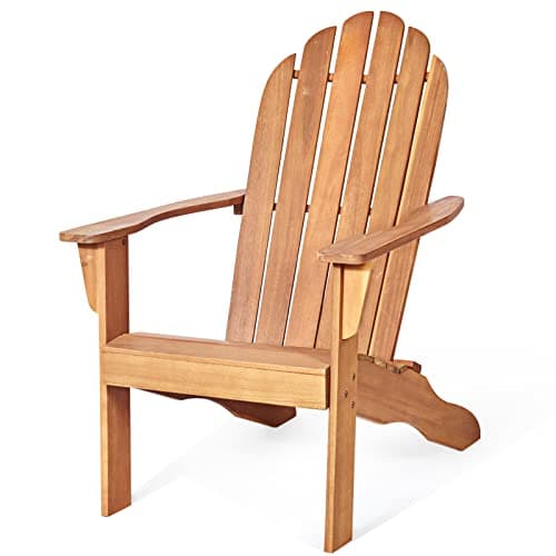 Tangkula Adirondack Chair, Acacia Wood Adirondack Lounger Chair, Outdoor Armchairs with Slatted Seating, Weather Resistant, for Patio Deck Lawn Backyard, Garden Adirondack Furniture (1, Natural)