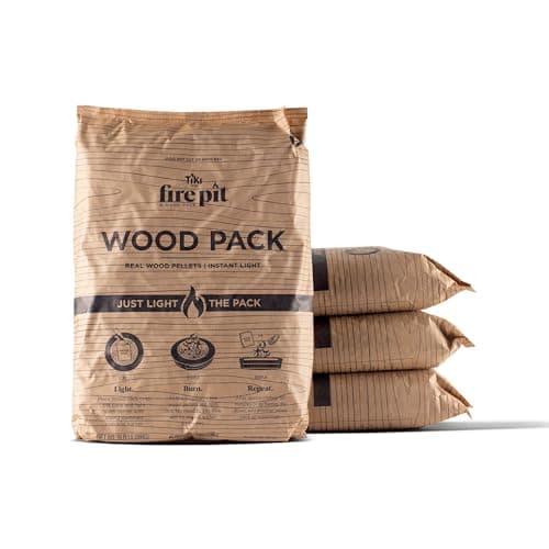 TIKI Wood Pellet Pack – 4-Pack Wood Pellets for Smokeless Fire Pits, Easy-to-Use Fire Pit Fuel for Outdoor Heating & Camping, 30+ Minute Full Flame Fire, Made in The USA