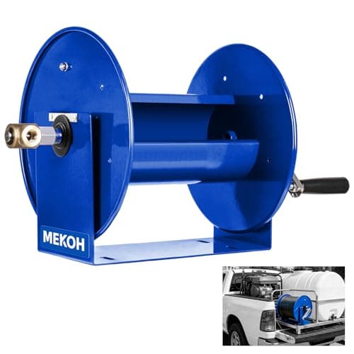 MEKOH Pressure Washer Hose Reel 150FTx3/8”, 300FTx1/4” Manual Power Washer Hose Reel with M22 14mm Fitting,4500PSI Heavy Duty Hose Reel for Water,High Pressure Metal Reel with Wall/Van/Trailer Mount
