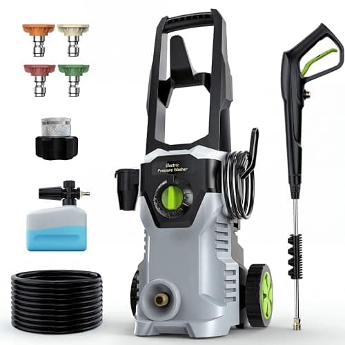 Power Pressure Washer with 4 Quick Connect Nozzles, Portable Washer with Foam Cannon, for House/Driveway/Patio Cleaning