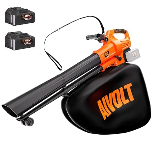 AIVOLT 40V Cordless Leaf Blower and Vacuum Mulcher Combo, Portable Leaf Vacuum Cordless with 40L Bag, Brushless Motor, 2 * 4.0Ah Batteries for Effortless Lawn Cleanup with Large Size