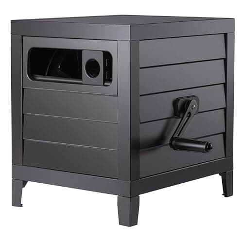 AQUAZILLA Metal Garden Hose Reel Deck box, Durable Steel Garden Hose Storage Box Cabinet, 150ft 5/8" Garden Hose Capacity. - Hose guide Manual Rewind, No-leak aluminum water connections