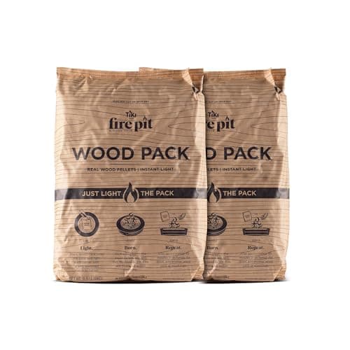 TIKI Wood Pack – 2-Pack Wood Pellets for Smokeless Fire Pits, Easy-to-Use Fire Pit Fuel for Outdoor Heating & Camping, 30+ Minute Burn Time, Made in The USA