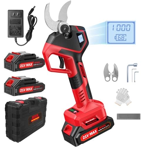 (Upgraded Version) Electric Pruning Shears, Large 2.75 inch Cutting Diameter Brushless Motor Cordless Pruning Shears with LED Display, Battery Pruners with Replacement SK7 Blades, 2Pcs Batteries