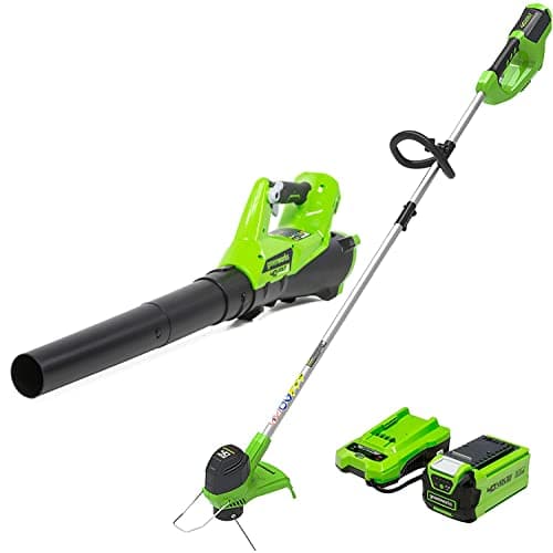 Greenworks 40V Cordless Yard Tool Combo Kit with 2.0Ah Battery & Charger – 12" Auto Feed String Trimmer and 390 CFM Leaf Blower, Lightweight Design