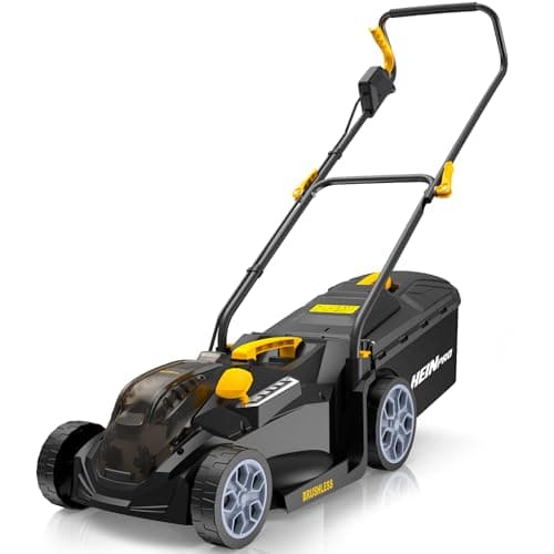 HEINPRO 14" Cordless Lawn Mower Compatible with Dewalt 20V MAX Battery, 2-in-1 Brushless Electric Lawn Mower for Small Yards, Push Mowers with 5-Position Height Adjustment, Black (Tool Only)