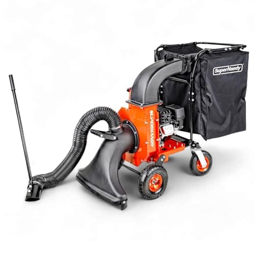 SuperHandy Leaf Vacuum & Wood Chipper – 7HP 209cc Gas Engine, 10:1 Mulch Ratio, 6-Bushel Collection Bag, 13.4" Impeller, Walk-Behind Vacuum Mulcher with Castor Wheels for Lawn & Yard Cleanup