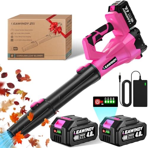 Cordless Leaf Blower, 21V Battery Leaf Blower with 6-Speed Levels, Handheld Lightweight Blower & 2 Extended Tubes, Snow Blower for Blowing Leaves, Lawn, Garden, Garage, Yard, Valentine's Day Gift