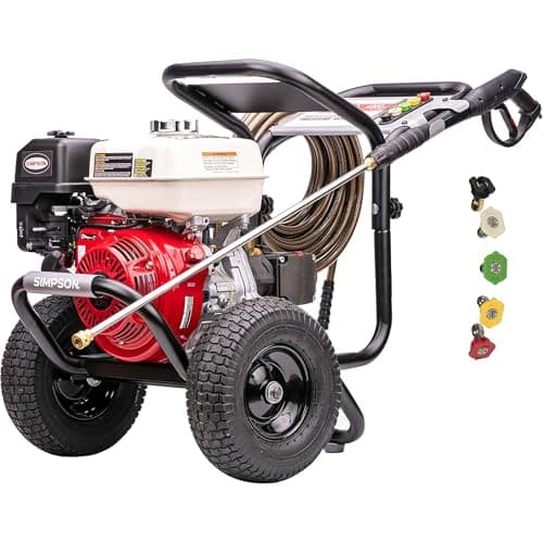Simpson Cleaning PS60869 PowerShot 4000 PSI Gas Pressure Washer, 3.5 GPM AAA Triplex Pump, Honda GX270 Engine, Includes Spray Gun, Wand, 5 QC Nozzle Tips, 3/8-inch x 50-Foot Monster Hose, 49-State