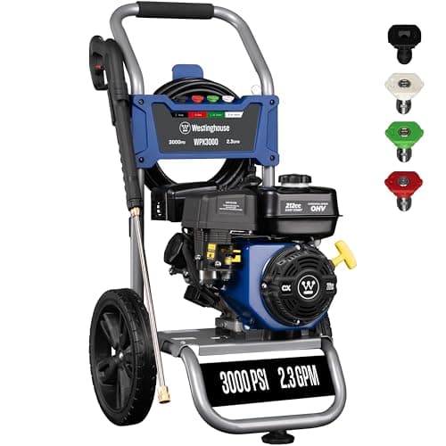 Simpson 3400 PSI Gas Pressure Washer, 2.5 GPM Residential Power Washer, Cold Water, 25' Hose, Clean Machine, 49-State Compliant (CM61083)