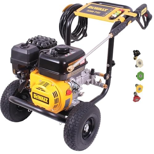 DeWalt 3300 PSI Gas Pressure Washer, 5 Nozzles, Spray Gun, Wand, 25-ft. Hose, DXPW3300-S, 49-State