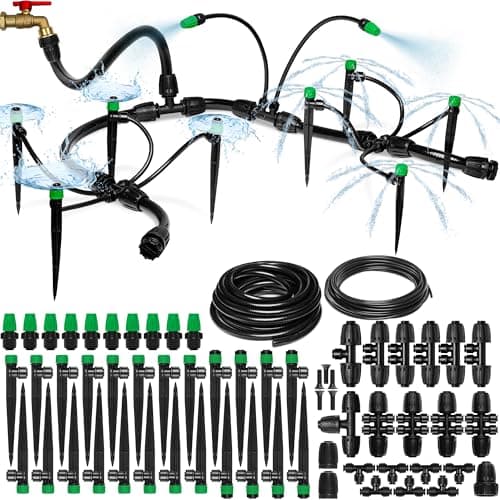 CARPATHEN Drip Irrigation System - Adjustable Quick Connect Irrigation System for Gardens up to 131ft, Raised Beds - Complete Garden Watering System - 1/4 Emitters, 1/2" and 1/4" Tubing and Connectors