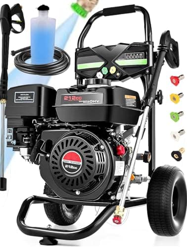 Gas Powered Pressure Washer 4200 PSI Gas Power Washer 4.0 GPM 212CC Commercial High Pressure Washer, with Spray Gun and Extension Wand, 5 Quick Connect Nozzles, Copper Pump,EPA/CARB/ETL (Black)