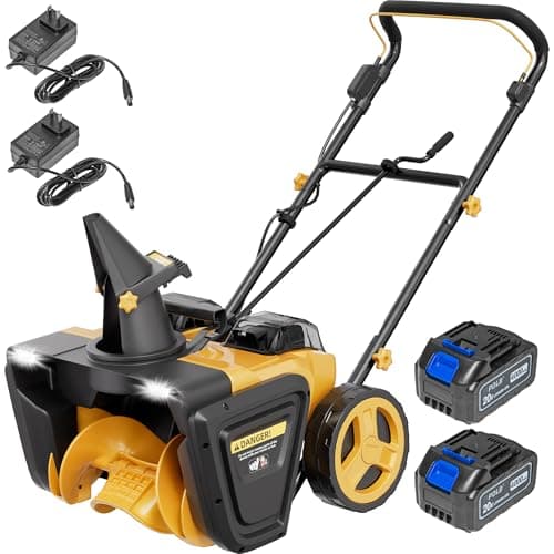 PPOLB Cordless Snow Blower - 20" Electric Snow Shovel with Brushless Motor, Dual LED Lights, 2x20V 4.0Ah Batteries Powered, Dual Fast Chargers Included, 180° Rotating Chute Snow Machine for Outdoors