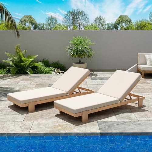 Christopher Knight Home Set of 2 Leland Patio Furniture Acacia Wood Club Chairs, Outdoor Lounge Chair, Relaxing Armchair/Accent Chair, Removable Cushion, Deep Seating, Sturdy Construction, Teak+Beige