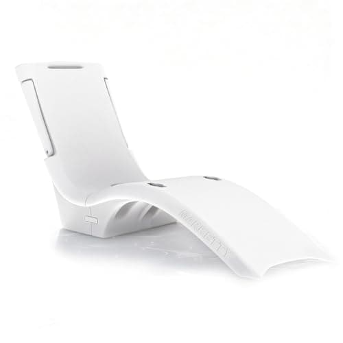 MARKETTY Pool Lounger, Fade-Resistant, Waterproof, Anti-Floating Patio Furniture, Pool Lounge Chair for Sun Shelf, Use in Pools with Shelves Up to 9-Inches Deep or Outside Pool Deck, White