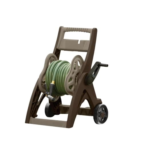 175-Foot Hose Reel Cart with Wheels, Heavy-Duty Portable Garden Hose Storage Cart for Yard, Lawn & Patio, Taupe