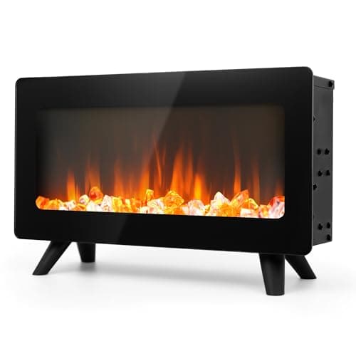 16" Small Electric Fireplace Heater - Desk Space Heater with Realistic Led 3D Flames, Freestanding Fire Places Electric Fireplace Heater for Indoor Use, 750 | 1500w, Overheating Protection