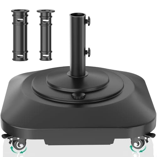 Umbrella Base with Wheels, Umbrella Stand Base Heavy Duty 100lb Windproof, Fillable Umbrella Base Mobile Square Umbrella Stand Outdoor Base for Patio, Deck, Poolside, Lawn, Fits Most Sized Umbrellas
