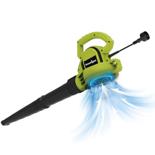 Grasstigon Electric Leaf Blower Corded, 7-Amp, 390CFM/ 210MPH, 2 Speed Modes, Powerful Lightweight Handheld Blowers for Lawn Care, Patio, Leaves, Dust, Snow (Green)