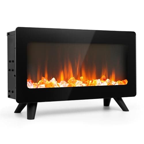 16" Small Freestanding Electric Fireplace Heater - Fire Places Electric Fireplace Stove with Realistic 3D Flames, Infrared Heater Indoor Space Heater, 750 |1500W, Overheating Protection