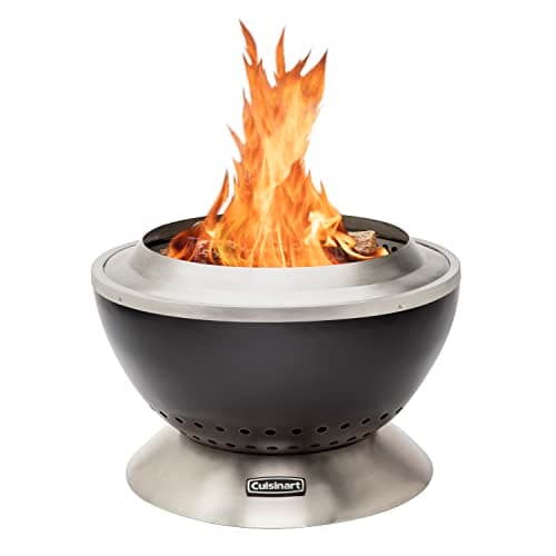Cuisinart 24” Cleanburn Smokeless Fire Pit with Removable Base for Ash, Portable Wood Burning Outdoor Fireplace, Stainless Steel Smoke Free Outdoor Heater, Enhanced Airflow and Easy Cleanup