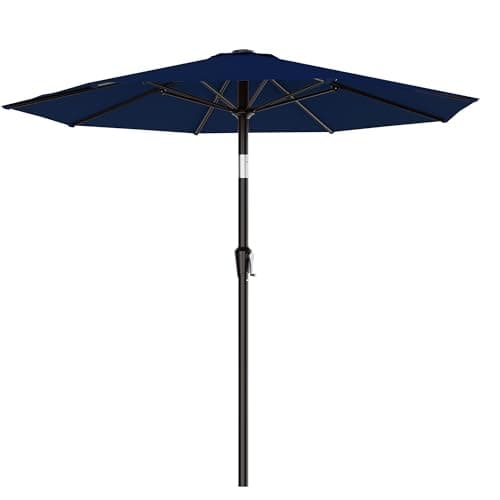 AreShark 9 FT Patio Umbrella for Outdoor, Outdoor Umbrella with Push Button Tilt and Crank, Outdoor Patio Umbrellas with 8 Sturdy Ribs for Market, Garden, Deck, Backyard, Pool (Navy)