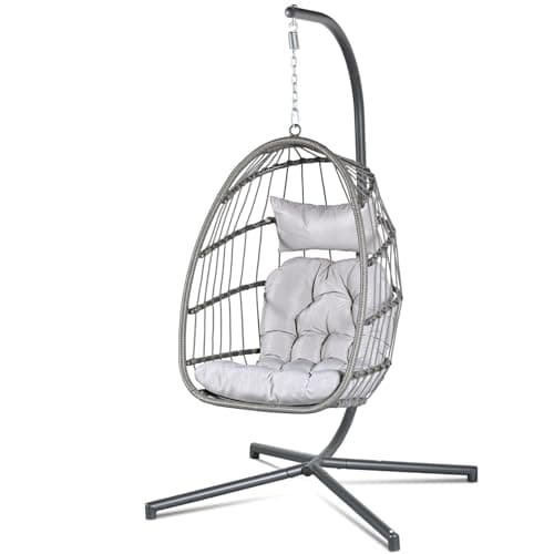 Econohome Hanging Egg Chair with Stand - Indoor/Outdoor Swing Hammock Chair with Plush, Washable Cushions, 350LBS Capacity, Ideal for Relaxation in Bedrooms, Balconies, Gardens, and Patios