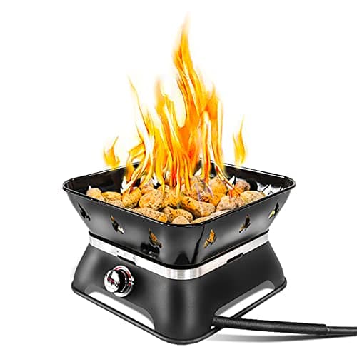 Outland Living Firebowl 805 Firecube 14” Portable Square Smokeless Propane Fire Pit – Outdoor Gas Fire Pit with Cover & Carry Kit, Lava Rocks, 58,000 BTU, Black