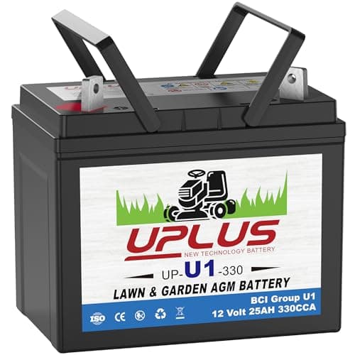 UPLUS U1 Riding Lawn Mower Battery, 12V 330CCA Garden Tractors Battery Maintenance Free AGM Batteries, Fit for John Deere, Cub Cadet, Husqvarna, Craftsman, Toro, Ariens, Poulan Pro and Troy-Bilt