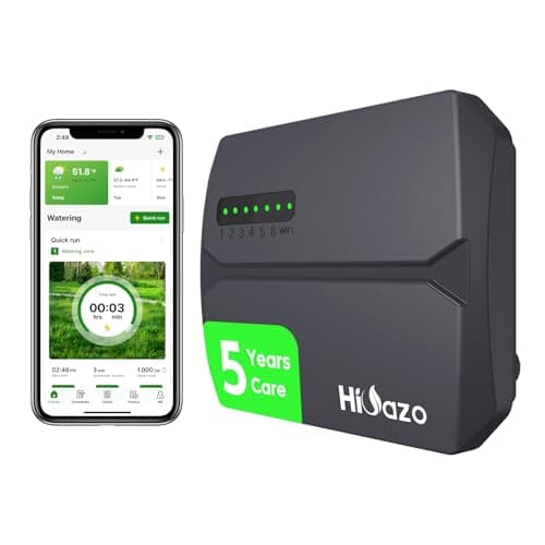 Smart Sprinklers Controller WiFi, Irrigation Controller Easy Use App Enabled, 6 Zone + 16 Plans, Save Water Auto Skip Rain, Freeze & Wind, 10 Minutes Install