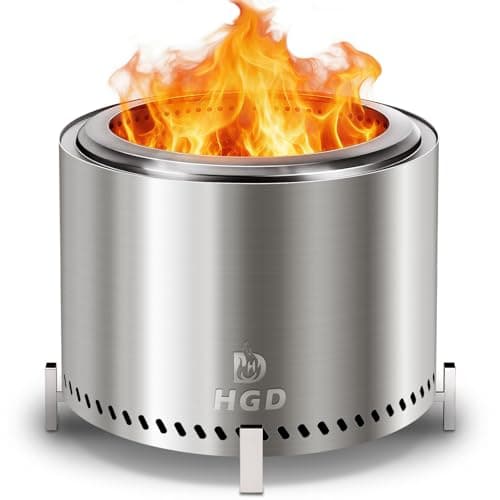 HGD 20 Inch Smokeless Patio Fire Pit, Outdoor Wood Burning Stove, Stainless Steel Firepit for Backyard, Patio, Garden, Picnic