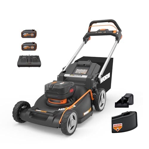 WORX Nitro 21" Cordless Lawn Mower, Electric Mower with Variable Speed, Self-propelled Lawn Mower with Aerodeck & Intellicut, 2 × 5.0 Ah Batteries & Charger Included, WG760