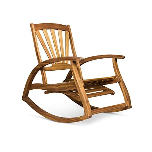 Christopher Knight Home Alva Outdoor Acacia Wood Rocking Chair with Footrest, Teak Finish