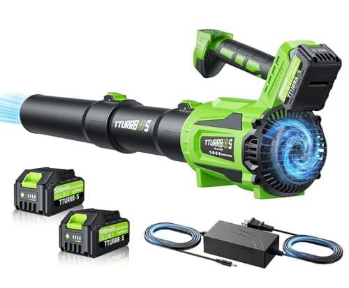 Leaf Blower Cordless, 650CFM Electric Leaf Blower with 2 x 5.0Ah Batteries and Charger, 6-Speed Modes, Brushless Motor, Powerful Blowers for Lawn Care, Yard, Patio, Dust, Blowing Leaves