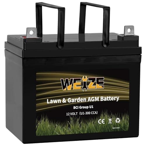 WEIZE Lawn Garden AGM Battery, 12V 300CCA BCI Group U1 SLA Starting Battery for Lawn, Tractors and Mowers, Compatible with John Deere, Toro, Cub Cadet, and Craftsman
