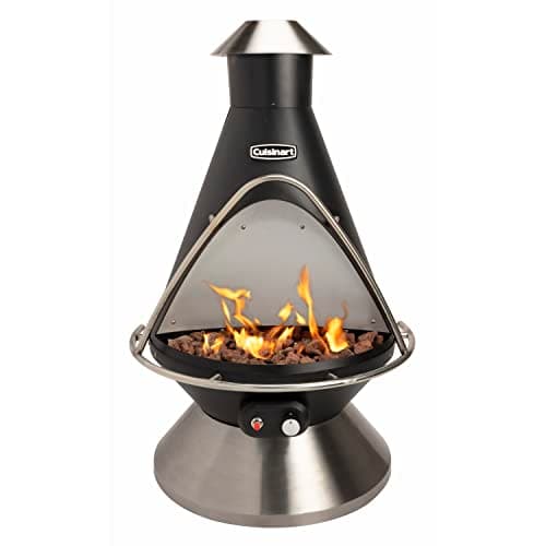 Cuisinart Chimenea Propane Fire Pit, 40,000 BTU Adjustable Gas Fire Pit for Patios, Includes Lava Rocks, Directional Heat Shield and Push to Start Ignition, Perfect for Backyards, Decks, and Patios