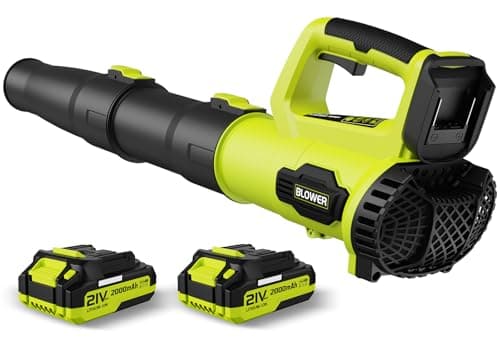 LEAPUL Leaf Blower Cordless, 21V Electric Leaf Blower with 2×2.0Ah Batteries & 1 Fast Charger, Lightweight Battery Powered Blower for Lawn Care, Patio Cleaning