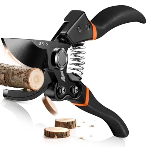 DECERK® 8.5" Professional Pruning Shears - Cuts 4X Easier with Ultra Sharp Japanese Steel Titanium Blade, Arthritis Friendly Garden Scissors & Plant Clippers, Effortlessly Prunes 3/4" Branches