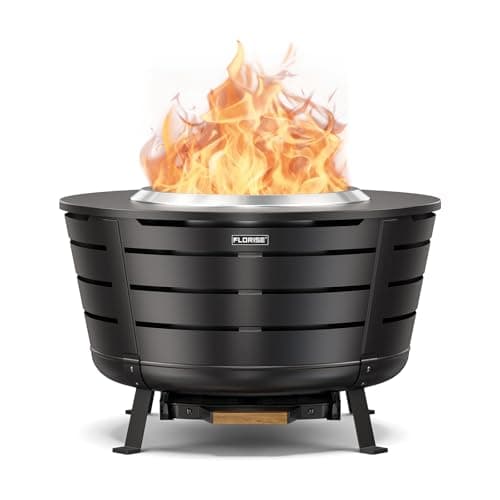 26.5 Inch Smokeless Fire Pit, Outdoor Portable Fire Pit with Stand, Removable Ash Pan & Heat Shield, Large Wood Burning Firepit Bonfire for Outside, Backyard, Patio,Camping