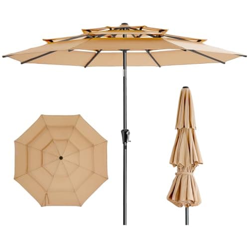 HOMSHADE 9FT 3-Tiers Outdoor Patio Umbrella