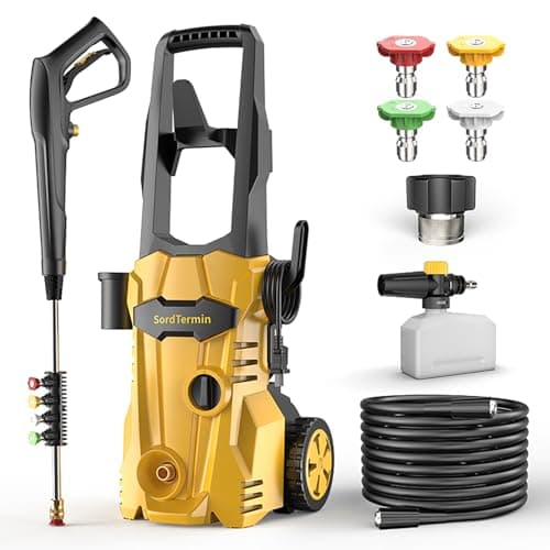 Pressure Washer, High Power Washer with Foam Cannon 35FT Hose 4 Nozzles, High Pressure Washer for Cars, Decks, Driveways, Home, Patios