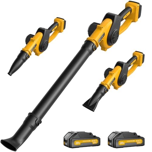 Leaf Blower Cordless with 2 Batteries and Fast Charger, 210 MPH Battery Powered Blower with 3 Nozzles, 3 Speed Modes, Lightweight & Small Electric Leaf Blowers for Lawn Care, House, Leaves, Dust, Snow